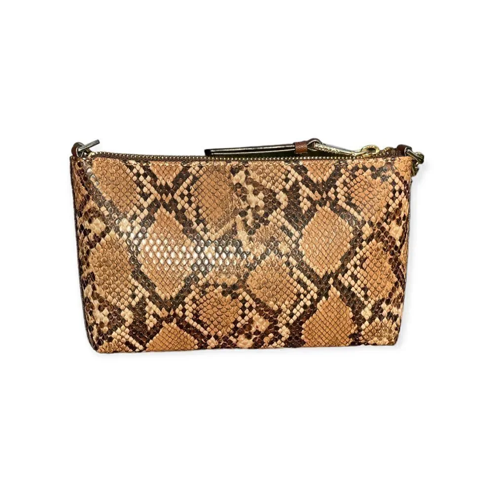 Calvin Klein Snake-Embossed Crossbody Bag Tan Brown | Small - Picture 4 of 12